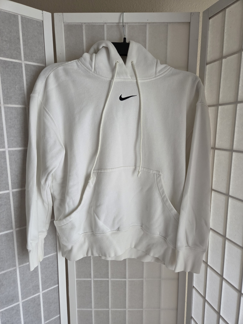 Nike White Swoosh Hoodie Sweatshirt XS